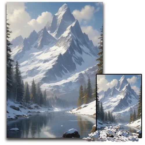 Puzzle 1000 Teile für Erwachsene AnimeLoFiLandschaft mit verschneiter Berglandschaft anspruchsvolle Puzzles interaktives Familienspiel DIYHeimdekor Denksportaufgabe Geschenk 1000 Teile (75 x 50 cm) von CXUOSADIP