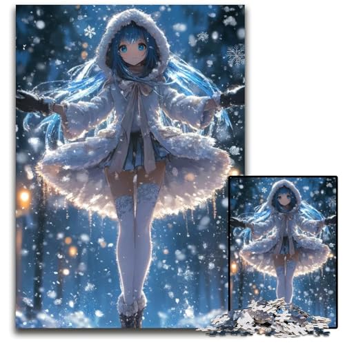Puzzle 1000 Teile für Erwachsene AnimeMädchen im Winterwunderland Unmögliches Puzzle für Erwachsene Familienaktivität Denksportaufgabe Heimdekoration 1000 Teile (38 x 26 cm) von CXUOSADIP