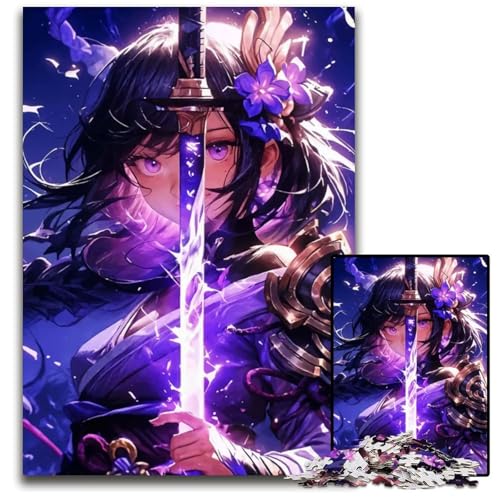 Puzzle 1000 Teile für Erwachsene AnimeMädchen mit Schwert Holzpuzzle für Erwachsene Familie und Freunde geeignet für Kinder ab 14 Jahren 1000 Teile (75 x 50 cm) von CXUOSADIP