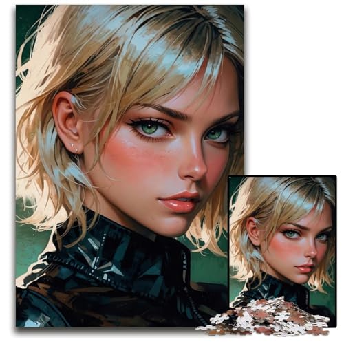 Puzzle 1000 Teile für Erwachsene AnimeMädchenporträt Livia Holzpuzzle perfekt für Halloween Weihnachten Geburtstagsgeschenk 1000 Teile (75 x 50 cm) von CXUOSADIP