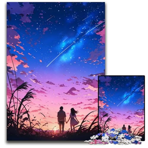 Puzzle 1000 Teile für Erwachsene AnimeSonnenuntergangspaar Puzzles für Erwachsene perfektes DIYKunstdekor oder Geburtstagsgeschenk 1000 Teile (38 x 26 cm) von CXUOSADIP