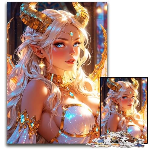 Puzzle 1000 Teile für Erwachsene Auryn Atemberaubendes TieflingMädchen Holzpuzzle perfekt für Halloween Weihnachten Geburtstagsgeschenk 1000 Teile (38 x 26 cm) von CXUOSADIP