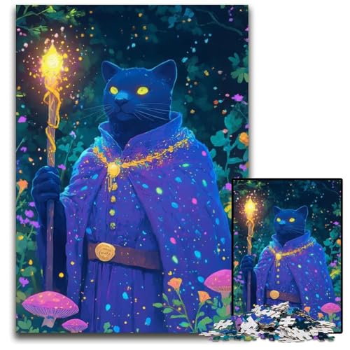Puzzle 1000 Teile für Erwachsene Black Cat Wizard Papierpuzzle für Erwachsene anspruchsvolles Denkspiel für Teenager unterhaltsames interaktives Spiel für die ganze Familie 1000 Teile (38 x 26 cm) von CXUOSADIP