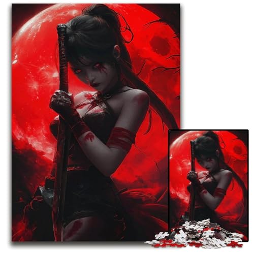 Puzzle 1000 Teile für Erwachsene BlutmondKriegerPuzzles für Erwachsene perfektes DIYKunstdekor oder Geburtstagsgeschenk 1000 Teile (75 x 50 cm) von CXUOSADIP