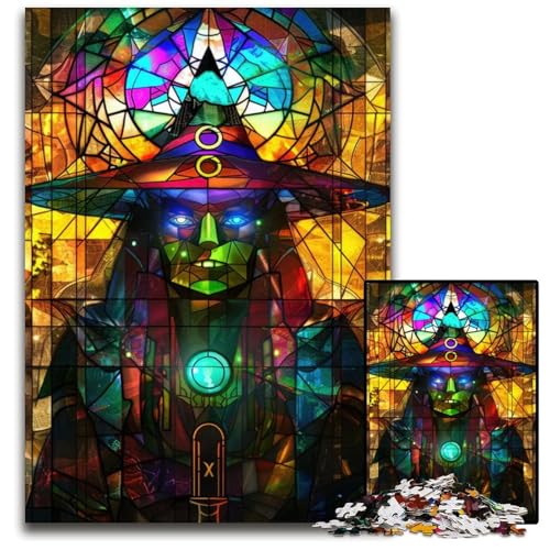Puzzle 1000 Teile für Erwachsene BuntglasHexe Holzpuzzle für Erwachsene anspruchsvolles Denkspiel für Teenager unterhaltsames interaktives Spiel für die ganze Familie 1000 Teile (75 x 50 cm) von CXUOSADIP