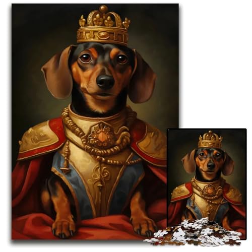 Puzzle 1000 Teile für Erwachsene DackelHundekönigStil Puzzles für Erwachsene Familie und Freunde geeignet für Kinder ab 14 Jahren 1000 Teile (75 x 50 cm) von CXUOSADIP