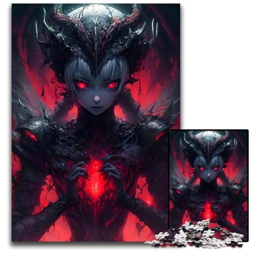 Puzzle 1000 Teile für Erwachsene Dämon böses AnimeMädchen 14 Holzpuzzle perfekt für Halloween Weihnachten Geburtstagsgeschenk 1000 Teile (38 x 26 cm) von CXUOSADIP