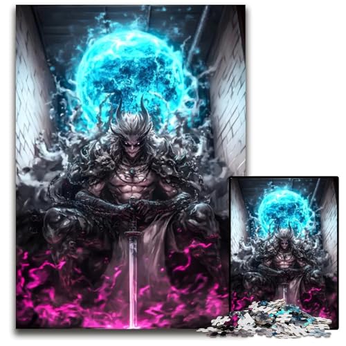 Puzzle 1000 Teile für Erwachsene Dämonenportal Samurai Holzpuzzle perfekt für Halloween Weihnachten Geburtstagsgeschenk 1000 Teile (38 x 26 cm) von CXUOSADIP