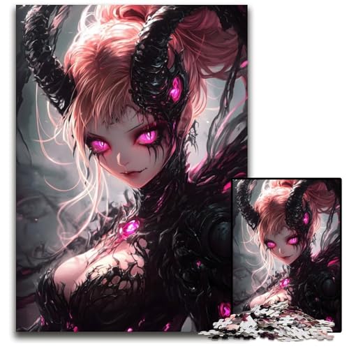 Puzzle 1000 Teile für Erwachsene Dämonisches AnimeMädchen Holzpuzzle für Erwachsene Familie und Freunde geeignet für Kinder ab 14 Jahren 1000 Teile (75 x 50 cm) von CXUOSADIP