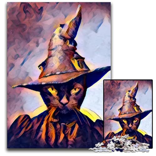 Puzzle 1000 Teile für Erwachsene Die Hexenkatze Holzpuzzle für Erwachsene anspruchsvolles Denkspiel für Teenager unterhaltsames interaktives Spiel für die ganze Familie 1000 Teile (75 x 50 cm) von CXUOSADIP