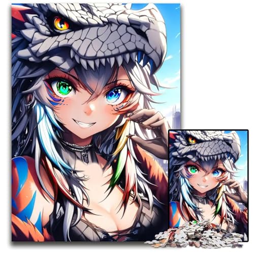 Puzzle 1000 Teile für Erwachsene DinoAnimeMädchen 14 Holzpuzzles für Erwachsene Familie und Freunde geeignet für Kinder ab 14 Jahren 1000 Teile (75 x 50 cm) von CXUOSADIP
