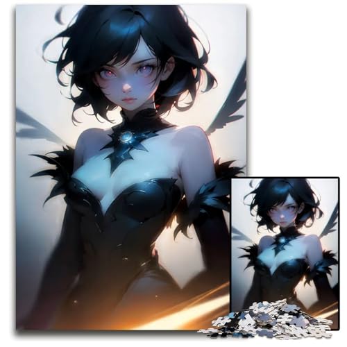 Puzzle 1000 Teile für Erwachsene Eine Frau in einem schwarzen Kleid Holzpuzzle interaktives Familienspiel GehirnHerausforderung Lernspielzeug 1000 Teile (75 x 50 cm) von CXUOSADIP