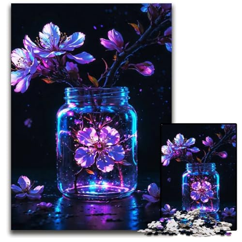 Puzzle 1000 Teile für Erwachsene Eine lila Blume in einem Glas Holzpuzzle pädagogische Aktivität für kognitive Fähigkeiten Verbesserung der kognitiven Fähigkeiten 1000 Teile (75 x 50 cm) von CXUOSADIP