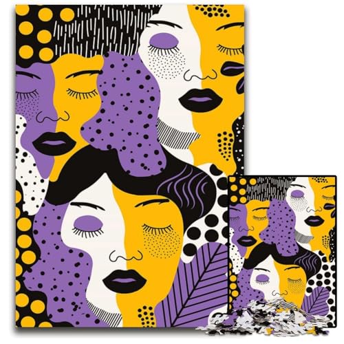 Puzzle 1000 Teile für Erwachsene Frauengesichter Holzpuzzle für Erwachsene anspruchsvolles Denkspiel für Teenager unterhaltsames interaktives Spiel für die ganze Familie 1000 Teile (75 x 50 cm) von CXUOSADIP