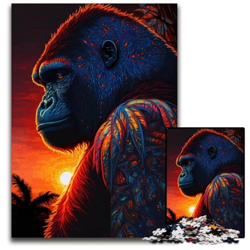 Puzzle 1000 Teile für Erwachsene GorillaKunststil Puzzles für Erwachsene Spielgeschenk Familieninteraktives Spiel Gehirnherausforderung Geschenk 1000 PCS (38 x 26 cm) von CXUOSADIP