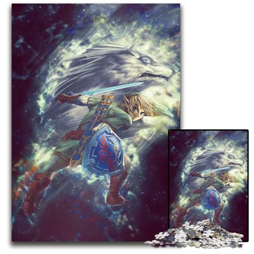 Puzzle 1000 Teile für Erwachsene Link WolfPartikelpuzzle für Erwachsene FamilienspielabendSpaß DIYDekorationskunstwerk 1000 Teile (75 x 50 cm) von CXUOSADIP