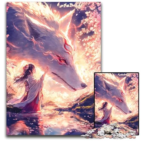 Puzzle 1000 Teile für Erwachsene Mädchen mit ihrem Kitsune Holzpuzzle perfekt für Halloween Weihnachten Geburtstagsgeschenk 1000 Teile (38 x 26 cm) von CXUOSADIP
