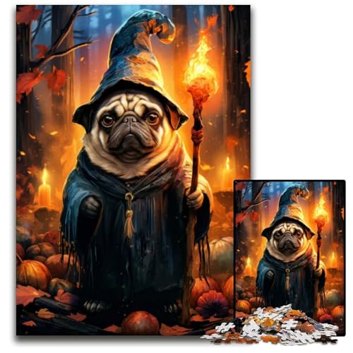 Puzzle 1000 Teile für Erwachsene MopsZauberer Papierpuzzle für Erwachsene perfekt für Familienspaß Partyspiele Geburtstagspartygeschenke 1000 Teile (38 x 26 cm) von CXUOSADIP