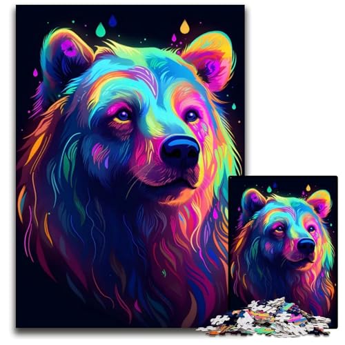 Puzzle 1000 Teile für Erwachsene Neon Bear1414b Puzzle Spiel für Erwachsene Geschenk interaktives Familienspiel GehirnHerausforderung Geschenk 1000 Teile (38 x 26 cm) von CXUOSADIP