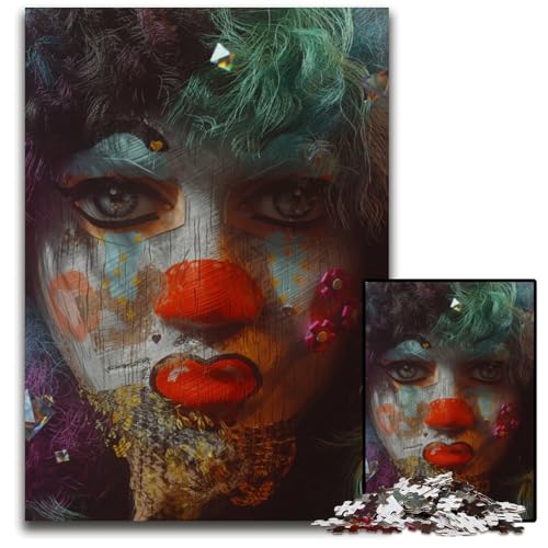 Puzzle 1000 Teile für Erwachsene Quiet Clown Holzpuzzle für Erwachsene anspruchsvolles Denkspiel für Teenager unterhaltsames interaktives Spiel für die ganze Familie 1000 Teile (75 x 50 cm) von CXUOSADIP
