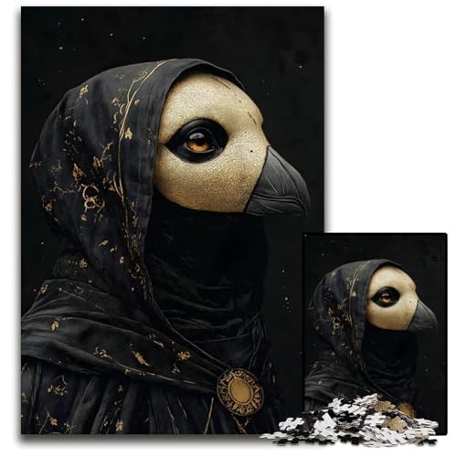 Puzzle 1000 Teile für Erwachsene RabenmaskenPorträt Holzpuzzle für Erwachsene anspruchsvolles Denkspiel für Teenager unterhaltsames interaktives Spiel für die ganze Familie 1000 Teile (75 x 50 cm) von CXUOSADIP