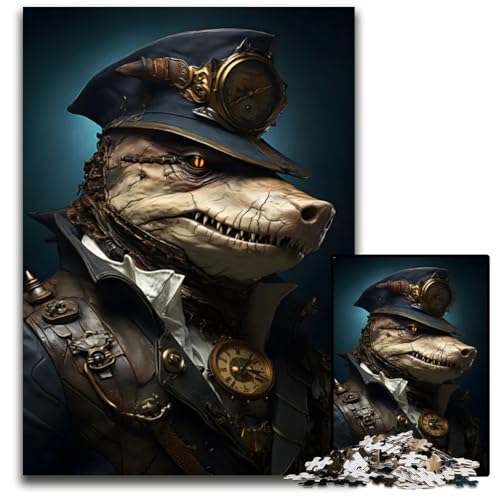 Puzzle 1000 Teile für Erwachsene SteampunkStil Hai Puzzle Spiel für Erwachsene Geschenk interaktives Familienspiel GehirnHerausforderung Geschenk 1000 PCS (75 x 50 cm) von CXUOSADIP