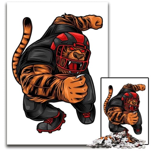 Puzzle 1000 Teile für Erwachsene Tiger American Football Puzzles für Erwachsene für Teenager und Familien perfekte DIYDekoration Denksportaufgabe 1000 Teile (75 x 50 cm) von CXUOSADIP