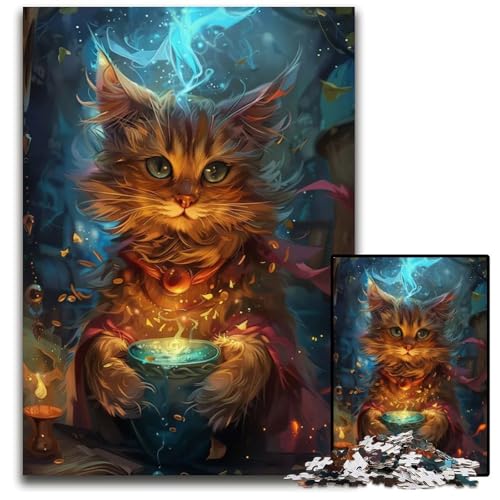 Puzzle 1000 Teile für Erwachsene Wiseman Cat Papierpuzzle für Erwachsene anspruchsvolles Denkspiel für Teenager unterhaltsames interaktives Spiel für die ganze Familie 1000 Teile (38 x 26 cm) von CXUOSADIP