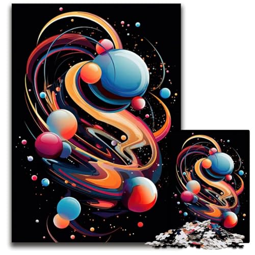 Puzzle 1000 Teile für Erwachsene abstrakte Astralsymphonie Holzpuzzle farbenfrohe Heimdekoration und interaktives Familienspiel 1000 Teile (38 x 26 cm) von CXUOSADIP