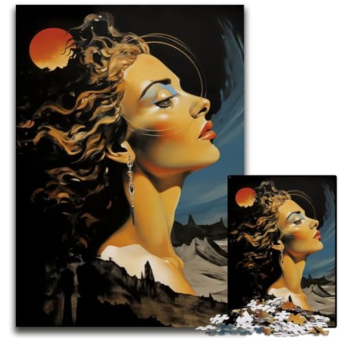 Puzzle 1000 Teile für Erwachsene abstrakte Femme Fataleb Holzpuzzle interaktives Familienspiel GehirnHerausforderung Lernspielzeug 1000 Teile (75 x 50 cm) von CXUOSADIP