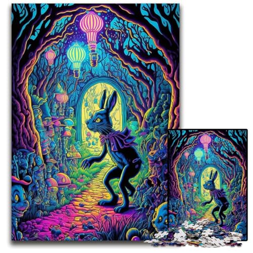 Puzzle 1000 Teile für Erwachsene abstraktes psychedelisches Holzpuzzle interaktives Familienspiel GehirnHerausforderung Lernspielzeug 1000 Teile (38 x 26 cm) von CXUOSADIP