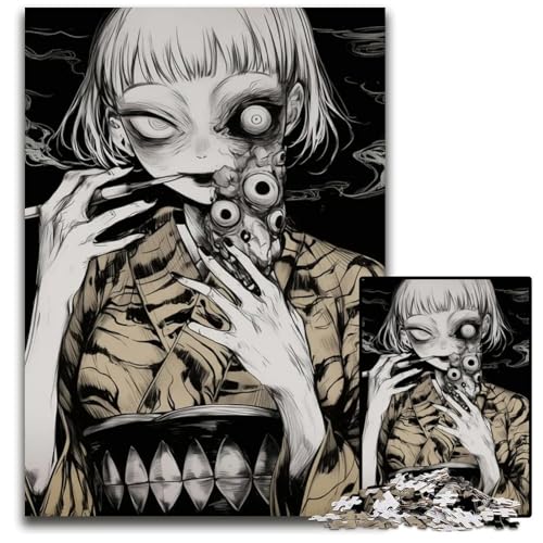Puzzle 1000 Teile für Erwachsene gruseliges AnimeMädchen mit Augen Puzzle Geburtstage Feiertage am besten für Weihnachten 1000 Teile (75 x 50 cm) von CXUOSADIP