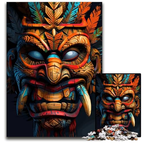 Puzzle 1000 Teile für Erwachsene indigener Stamm TikiMaske Holzpuzzle für Teenager Familienspaß DIYDenkspiel Geschenk 1000 Teile (75 x 50 cm) von CXUOSADIP