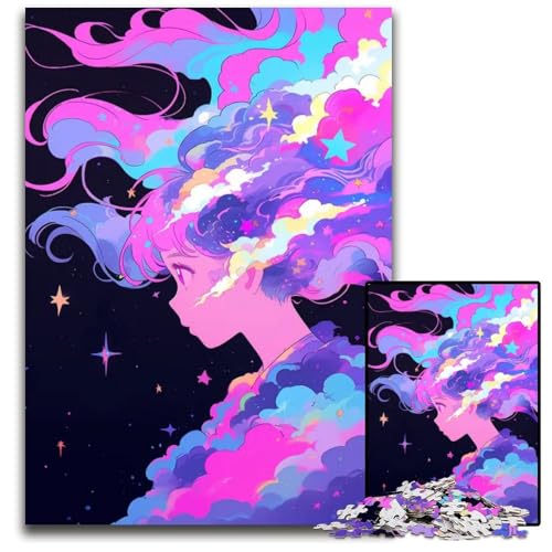 Puzzle 1000 Teile für Erwachsene kosmisches Haar AnimeMädchen Puzzles für Erwachsene perfektes DIYKunstdekor oder Geburtstagsgeschenk 1000 Teile (75 x 50 cm) von CXUOSADIP