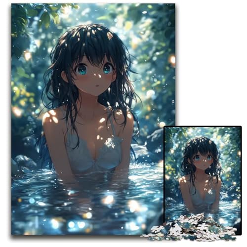 Puzzle 1000 Teile für Erwachsene süßes AnimeMädchen im Wasser Holzpuzzle für Erwachsene Familie und Freunde geeignet für Kinder ab 14 Jahren 1000 Teile (38 x 26 cm) von CXUOSADIP