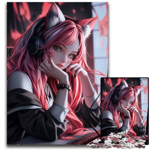 Puzzle 1000 Teile für Erwachsene süßes GamerMädchen KawaiiPuzzle Geburtstage Feiertage am besten für Weihnachten 1000 Teile (75 x 50 cm) von CXUOSADIP