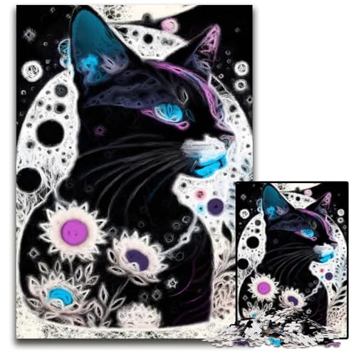 Puzzle 1000 Teile mystisches Katzensymbol anspruchsvolle Puzzles kreatives Familienspiel Heimdekoration Teenager 1000 PCS (75 x 50 cm) von CXUOSADIP