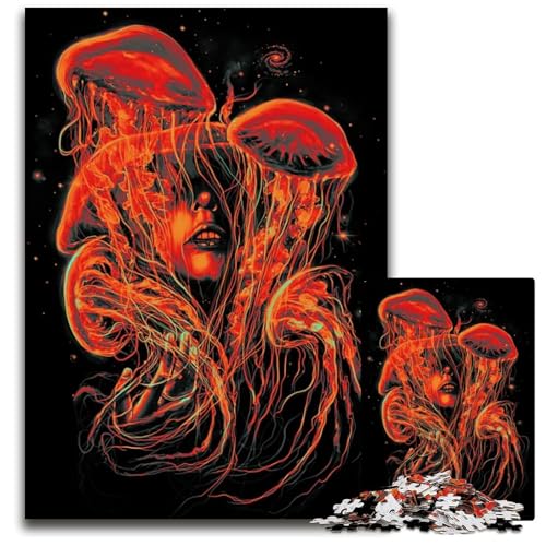 Puzzle für 1000 Teile EIN wunderschönes DelusionPorträtgemälde mit Jellyfi schwierige Puzzles für Erwachsene für Teenager und Jugendliche ideales Geburtstags 1000Teile(38x26cm) von CXUOSADIP
