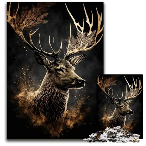 Puzzle für Erwachsene 1000 Farben Hirsch in der Nacht anspruchsvolle Puzzles interaktives Familienspiel Bastelgeschenk mit farbenfrohen Kunstwerken 1000 Teile (75 x 50 cm) von CXUOSADIP