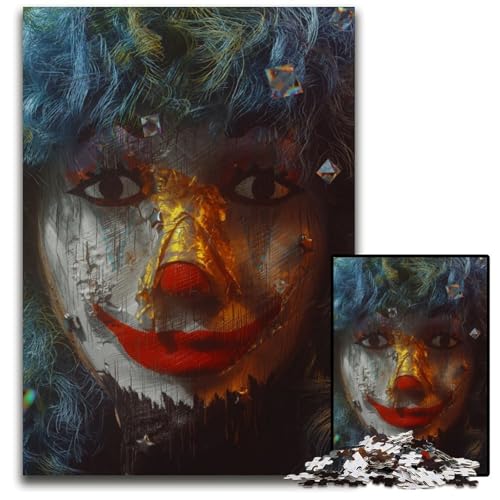 Puzzle für Erwachsene 1000 Puzzles mit dem Titel Quiet Clown Papierpuzzles für Erwachsene interaktives Familienspiel GehirnHerausforderung Lernspielzeug 1000 Teile (38 x 26 cm) von CXUOSADIP