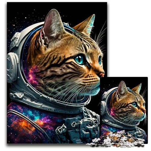 Puzzle für Erwachsene 1000 Stück Eine Katzenreise im Weltraum Holzpuzzle für Erwachsene für Teenager und Familien Spaß zum Selbermachen Denkspiel Geschenk 1000 Teile (38 x 26 cm) von CXUOSADIP