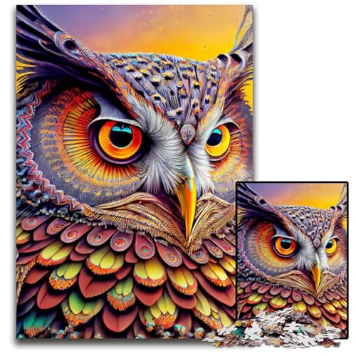 Puzzle für Erwachsene 1000 Stück abstrakte Eule Holzpuzzle für Erwachsene für Teenager und Familien Spaß zum Selbermachen Denkspiel Geschenk 1000 Teile (38 x 26 cm) von CXUOSADIP