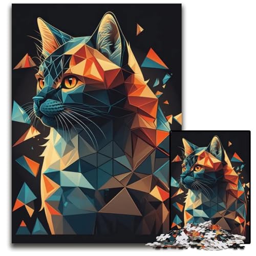 Puzzle für Erwachsene 1000 Teile Abstrakte Katze in Formen Holzpuzzle für Erwachsene für Teenager und Familien Spaß zum Selbermachen Denkspiel Geschenk 1000 Teile (38 x 26 cm) von CXUOSADIP