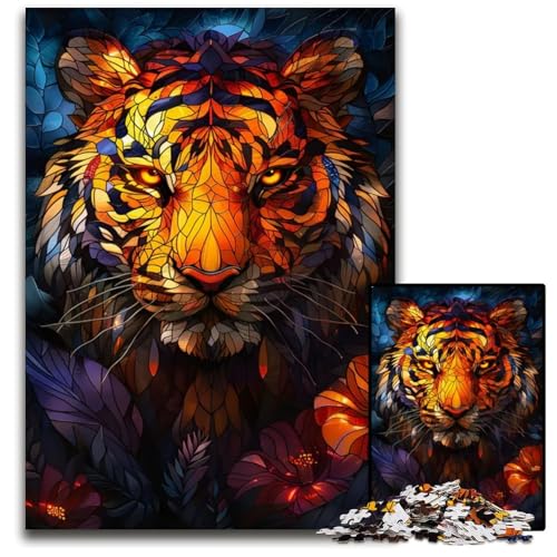 Puzzle für Erwachsene 1000 Teile Abstrakter Tiger Holzpuzzle für Erwachsene für Teenager und Familien Spaß zum Selbermachen Denkspiel Geschenk 1000 Teile (75 x 50 cm) von CXUOSADIP