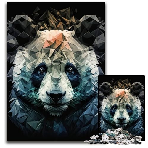 Puzzle für Erwachsene 1000 Teile Abstrakter geometrischer Panda Holzpuzzle Heimdekoration Denksportspiel für Teenager und Familieninteraktion 1000 Teile (38 x 26 cm) von CXUOSADIP