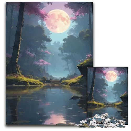 Puzzle für Erwachsene 1000 Teile AnimeLoFiLandschaft des Zauberwalds MondPuzzles für Erwachsene Heimdekoration Denksportspiel für Teenager Familieninteraktion 1000 Teile (75 x 50 cm) von CXUOSADIP