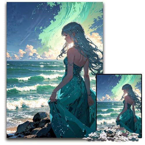 Puzzle für Erwachsene 1000 Teile AnimeMädchen am Meer Puzzle für Erwachsene interaktives Familienspiel Familienaktivitätsspiel 1000 Teile (75 x 50 cm) von CXUOSADIP