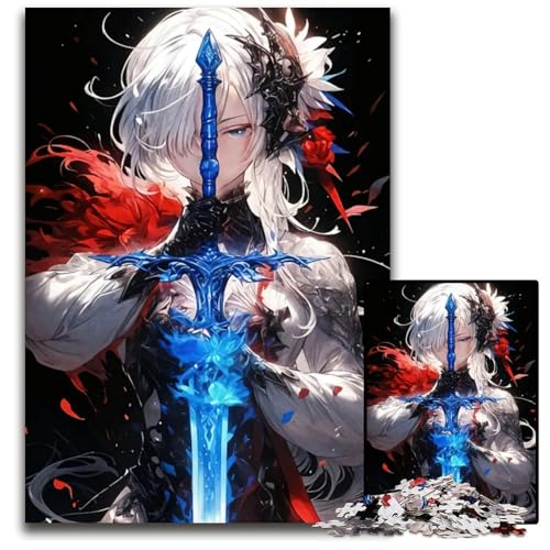 Puzzle für Erwachsene 1000 Teile AnimeMädchen mit Schwert anspruchsvolle Puzzles interaktives Familienspiel Bastelgeschenk mit farbenfrohen Kunstwerken 1000 Teile (75 x 50 cm) von CXUOSADIP