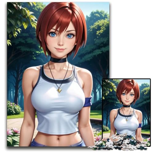 Puzzle für Erwachsene 1000 Teile AnimeMädchen mit roten Haaren Puzzle für Erwachsene Heimdekoration Denksportspiel für Teenager Familieninteraktion 1000 Teile (38 x 26 cm) von CXUOSADIP