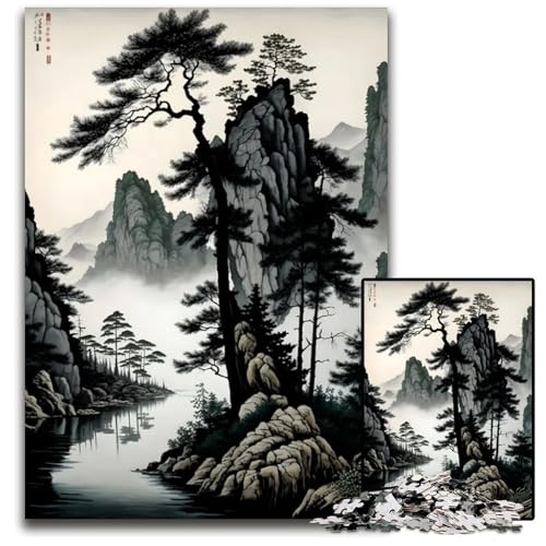 Puzzle für Erwachsene 1000 Teile Aquarell chinesischer Stil anspruchsvolle Puzzles perfekt für Heimdekoration Geburtstage Feiertage und Geschenke 1000 Teile (38 x 26 cm) von CXUOSADIP